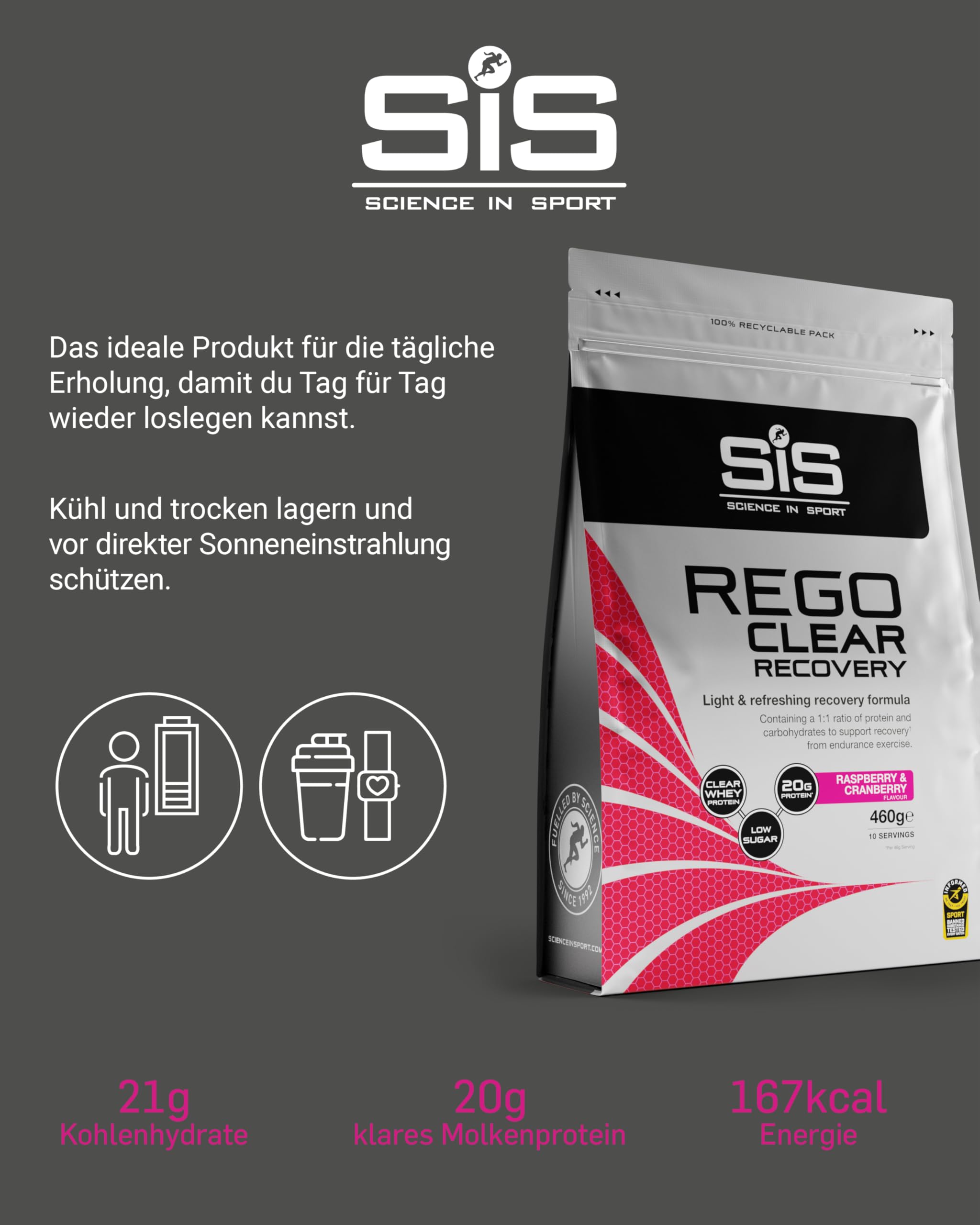 science-in-sport-rego-clear-recovery-pulver-460g-himbeere-cranberry image 4