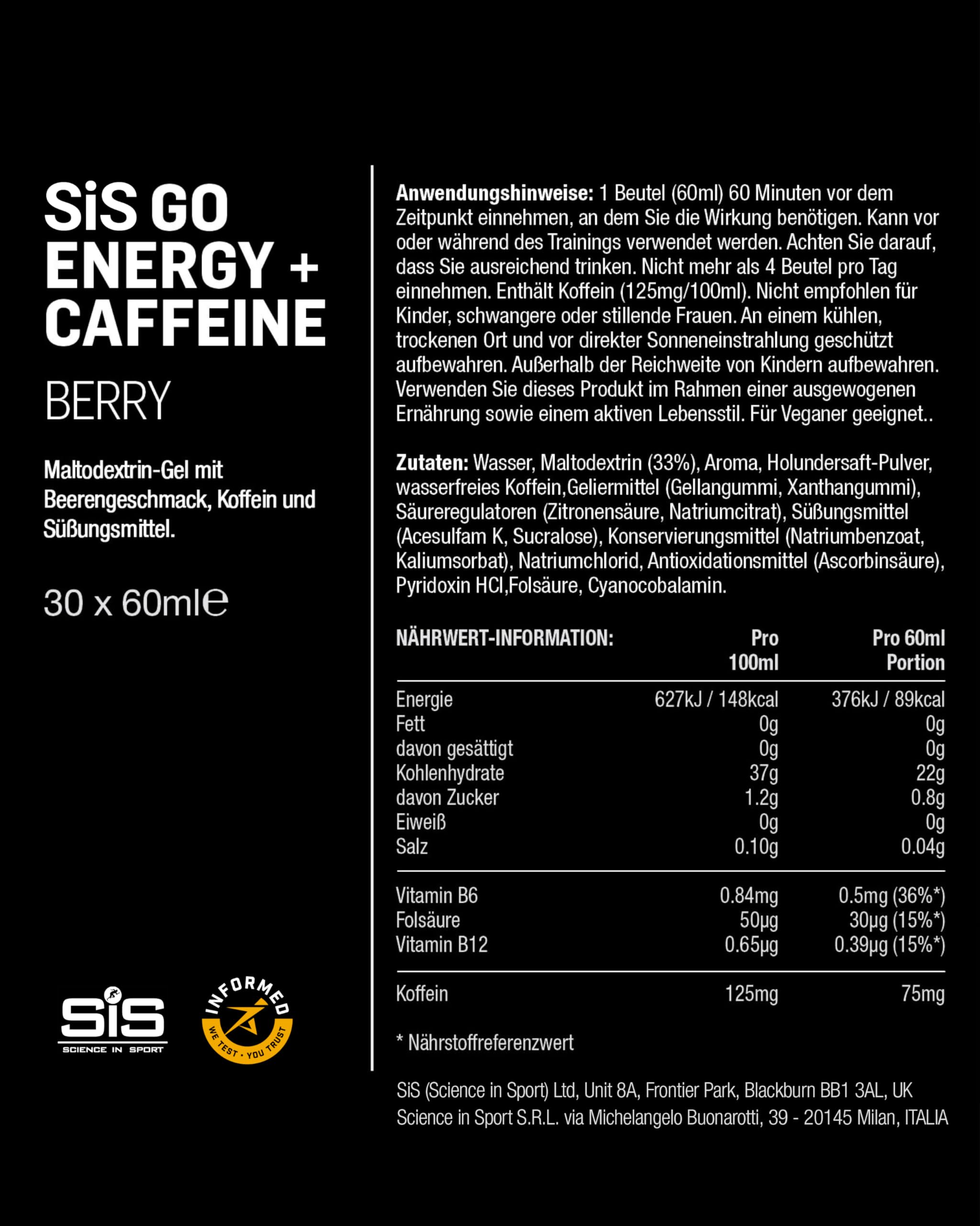 science-in-sport-go-energy-koffein-gel-beere-30-x-60-ml image 5