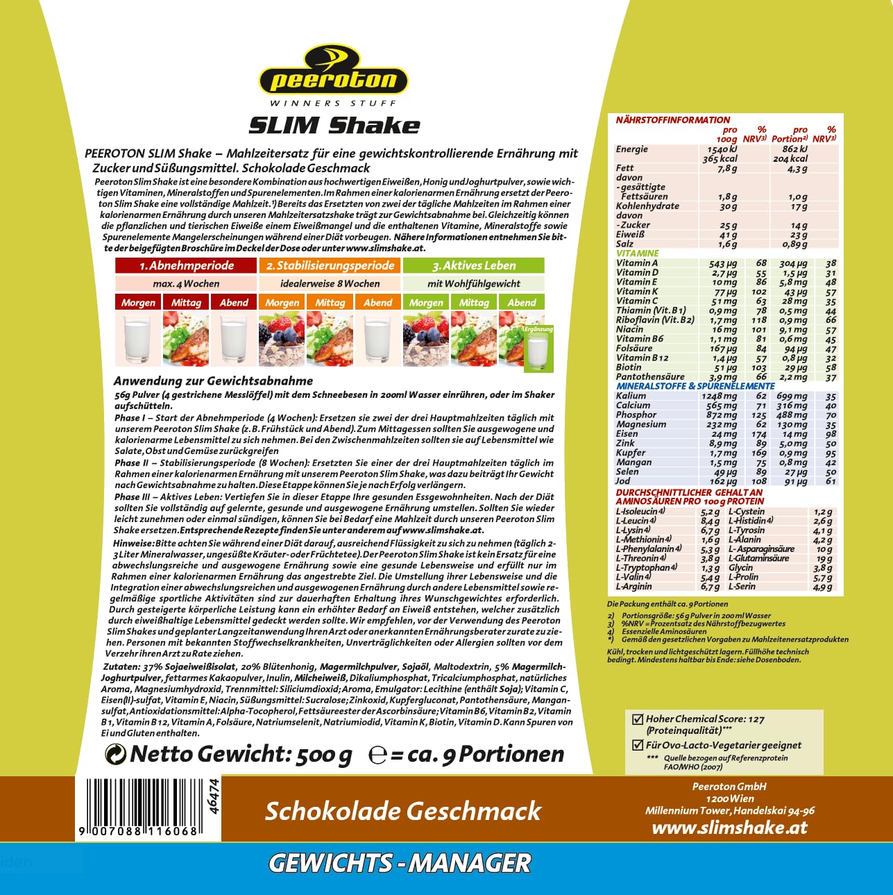 peeroton-slim-shake-schokolade-500g image 2