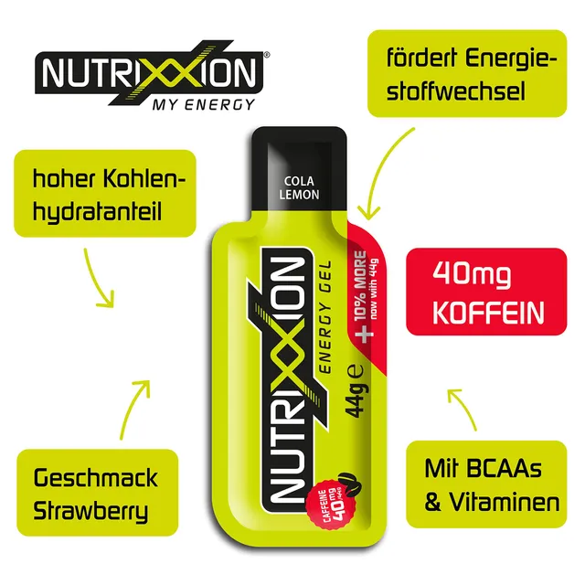 nutrixxion-energy-gel-bcaa-koffein-cola-lemon-5x44g image 1