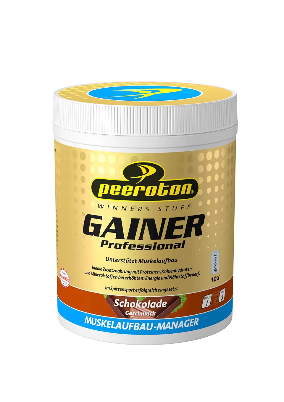 peeroton-gainer-shake-schoko-600g-protein-kohlenhydrat-drink image 1