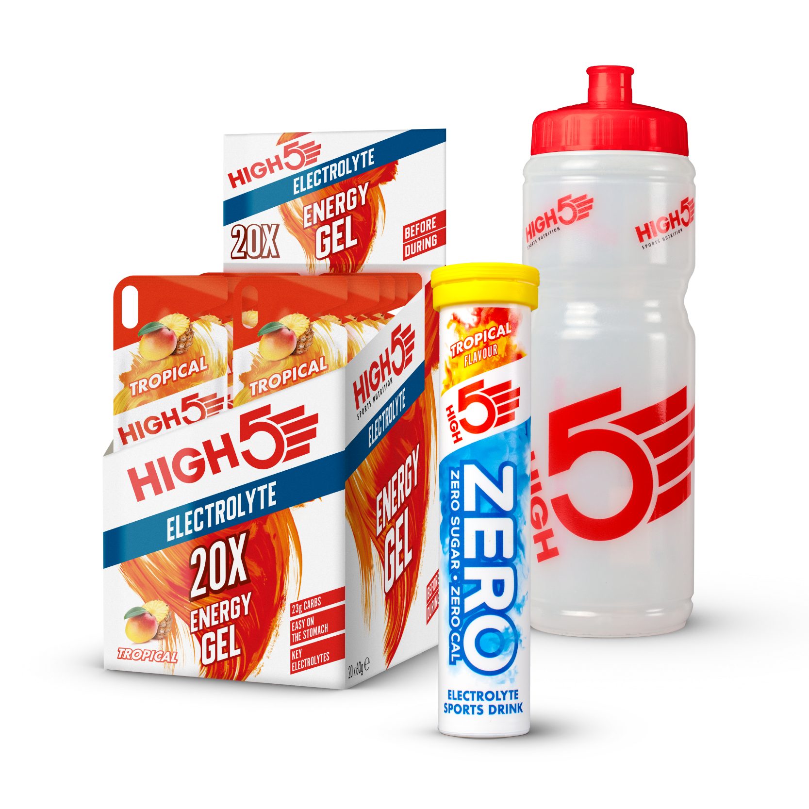 high5-tropical-bundle-hydration-tablets-energy-gels-750ml-flasche-tropical-multi image 1