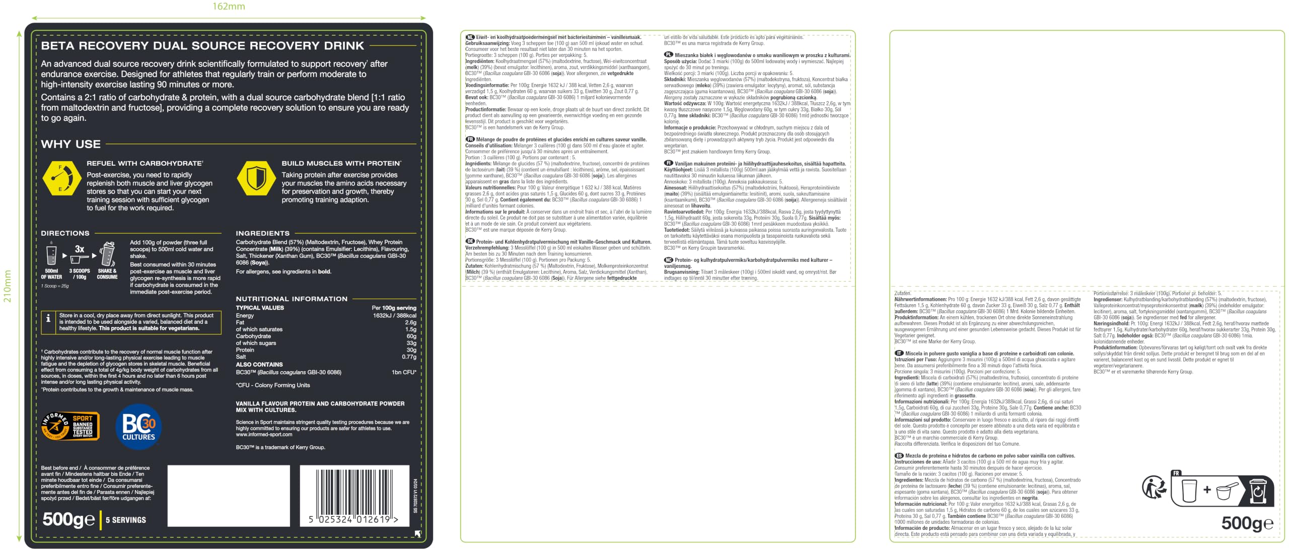 science-in-sport-beta-recovery-regenerationsgetr-nk-500g-vanille image 2