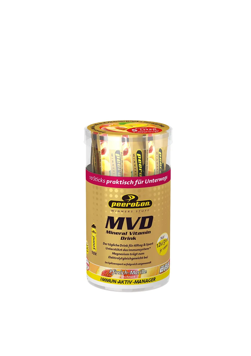 peeroton-mvd-mineral-vitamin-drink-pfirsich-marille-10-sticks-x-45-g image 1